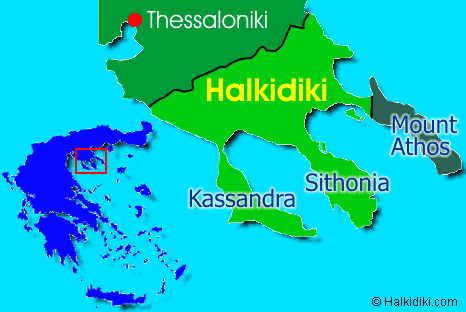 Map Of Greece Halkidiki Virtual map of Halkidiki
